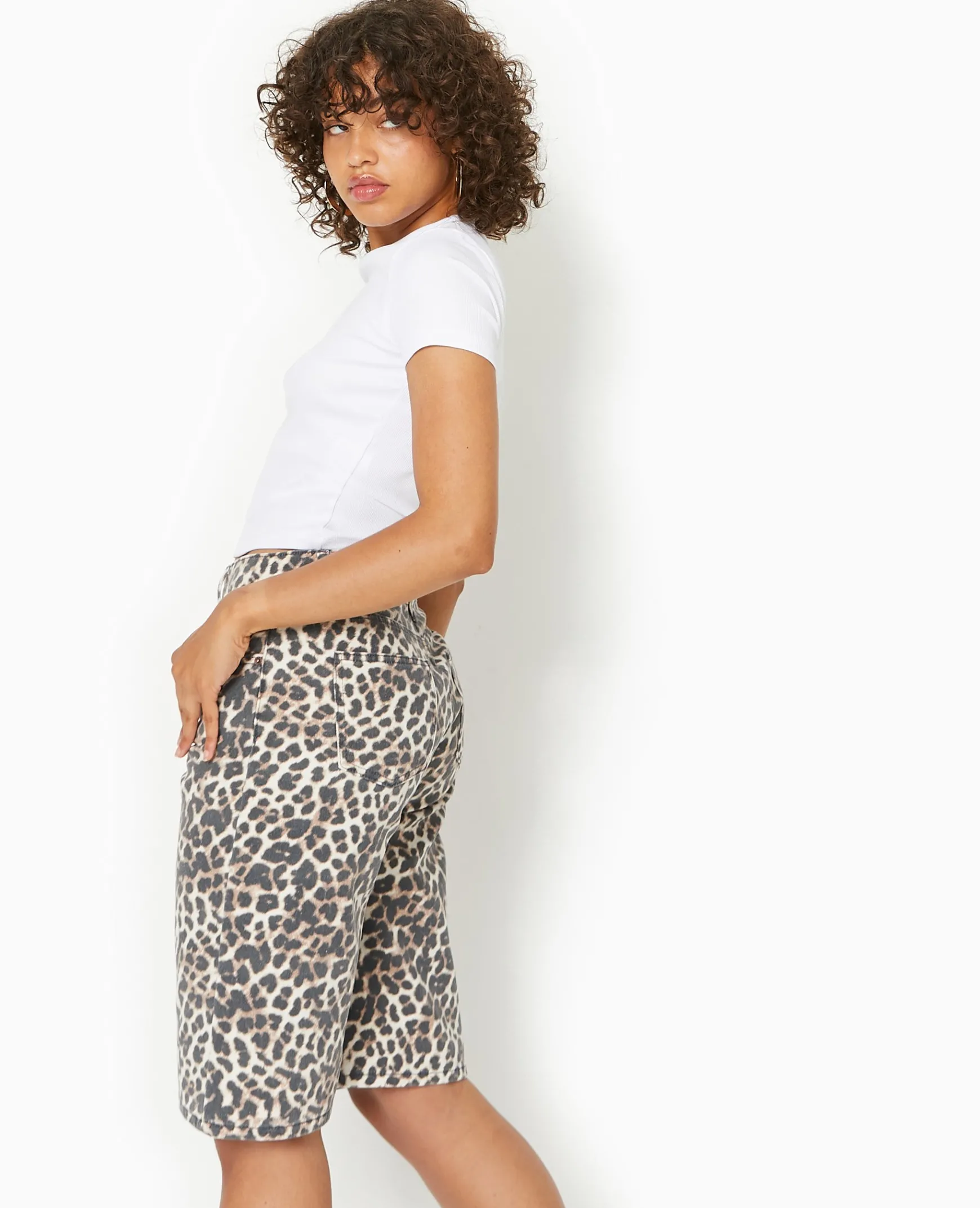 Pimkie Toute La Collection|Short^Bermuda Large En Jean Motif Léopard -