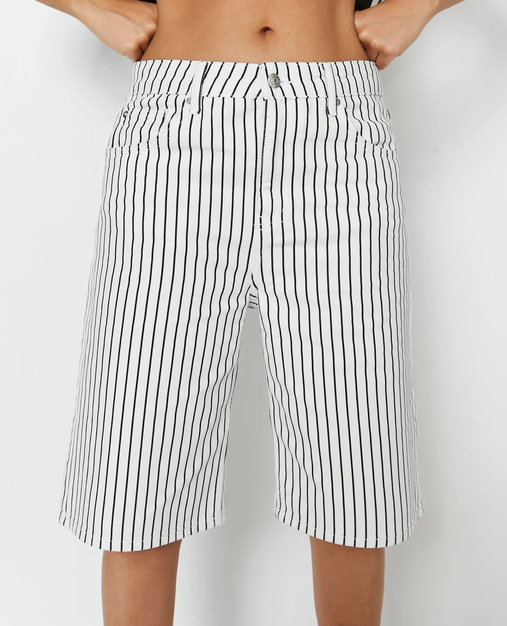 Pimkie Toute La Collection|Short^Bermuda Large En Jean Rayé -