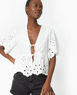 Pimkie Toute La Collection|Chemise Et Blouse^Blouse Avec Broderie Anglaise Et Nouettes -