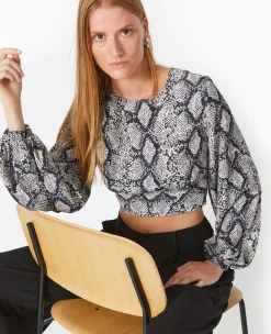 Pimkie Toute La Collection|Chemise Et Blouse^Blouse Courte Avec Découpe Dos Motif Python -