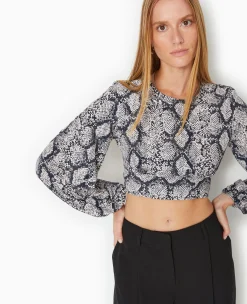 Pimkie Toute La Collection|Chemise Et Blouse^Blouse Courte Avec Découpe Dos Motif Python -