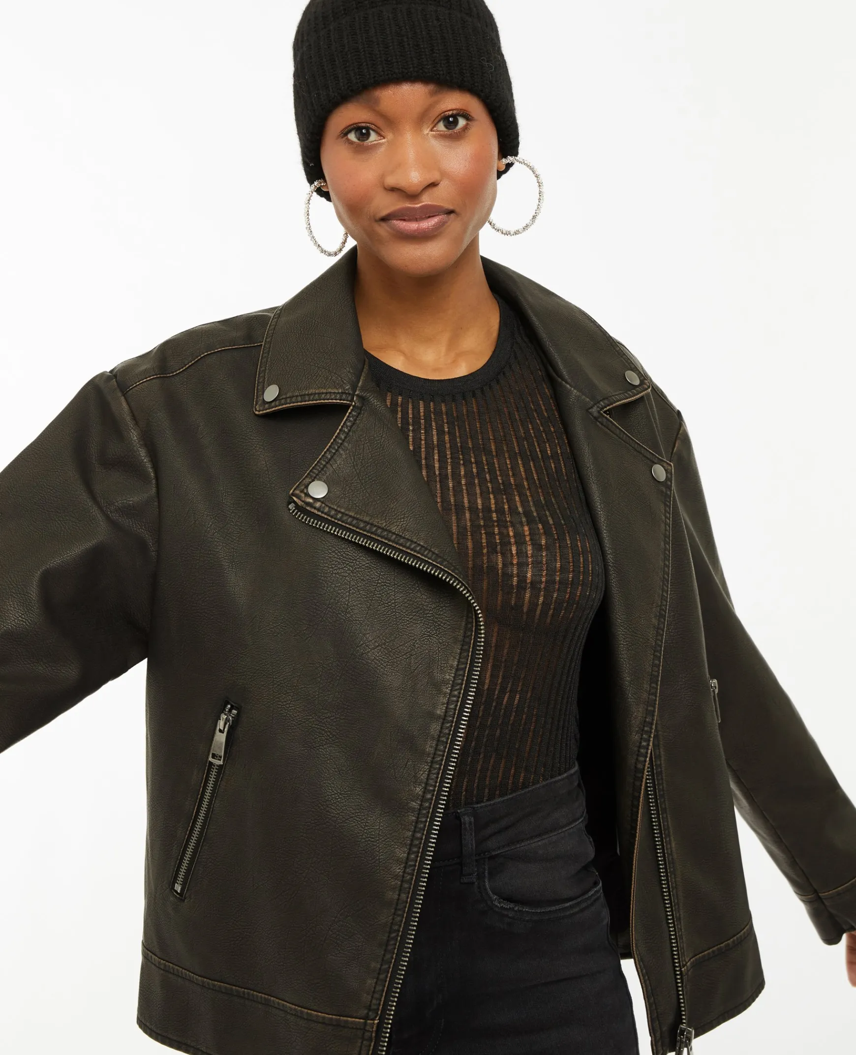 Pimkie Manteau Et Blouson|Veste Et Blazer^Blouson Motard Oversize En Simili -