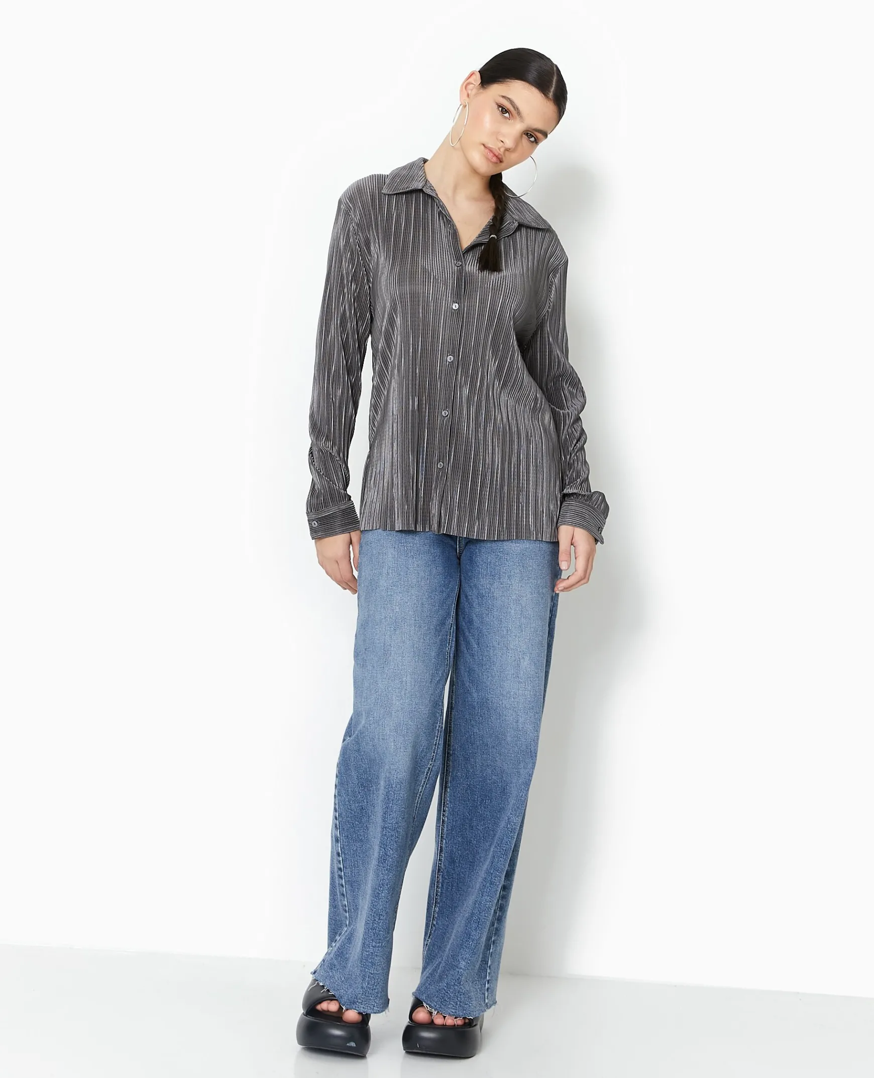 Pimkie Chemise Et Blouse^Chemise Oversize En Tissu Plissé Et Satiné -