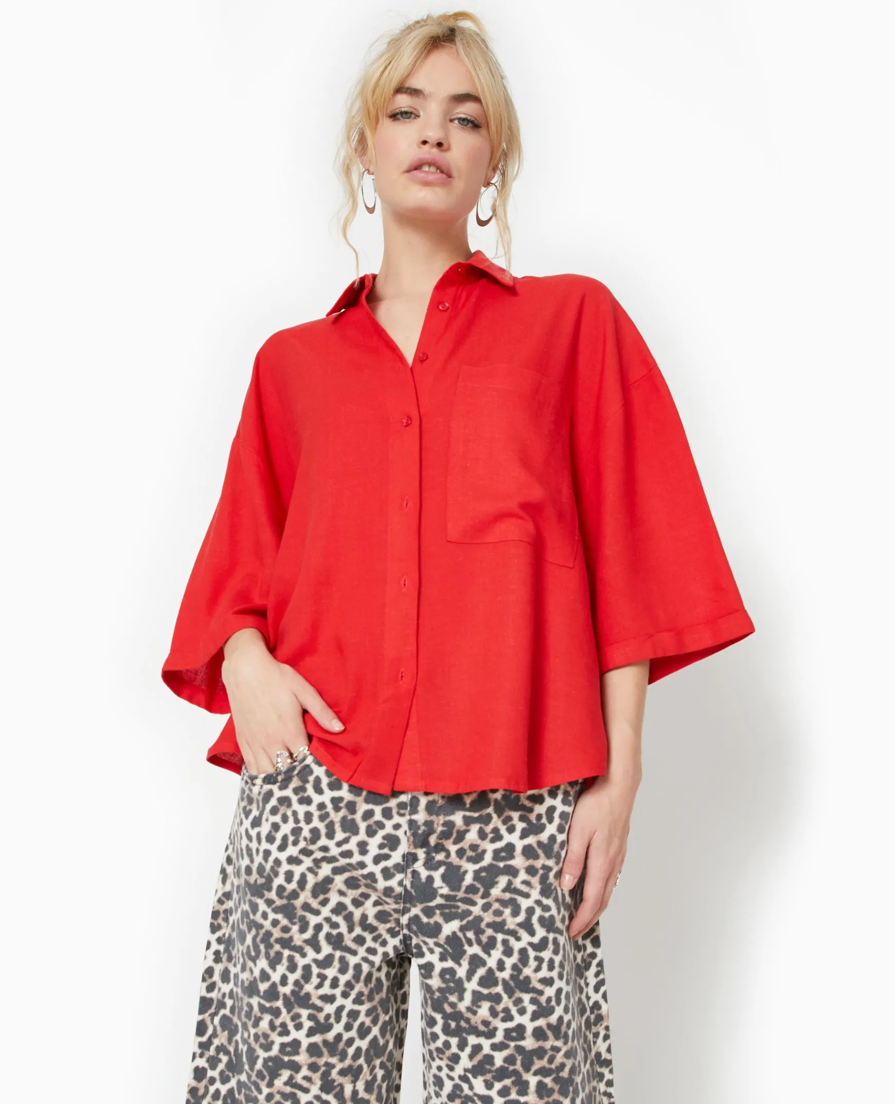 Pimkie Chemise Et Blouse^Chemise Oversize Manches Courte Avec Lin -