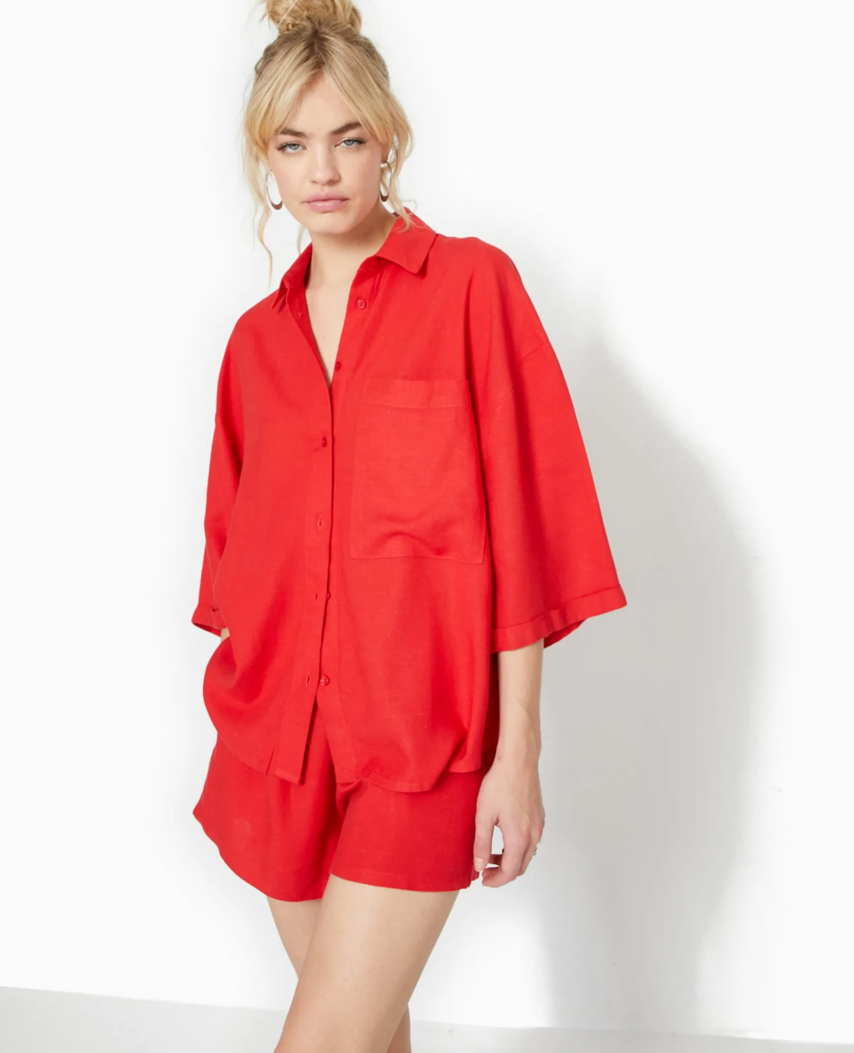 Pimkie Chemise Et Blouse^Chemise Oversize Manches Courte Avec Lin -