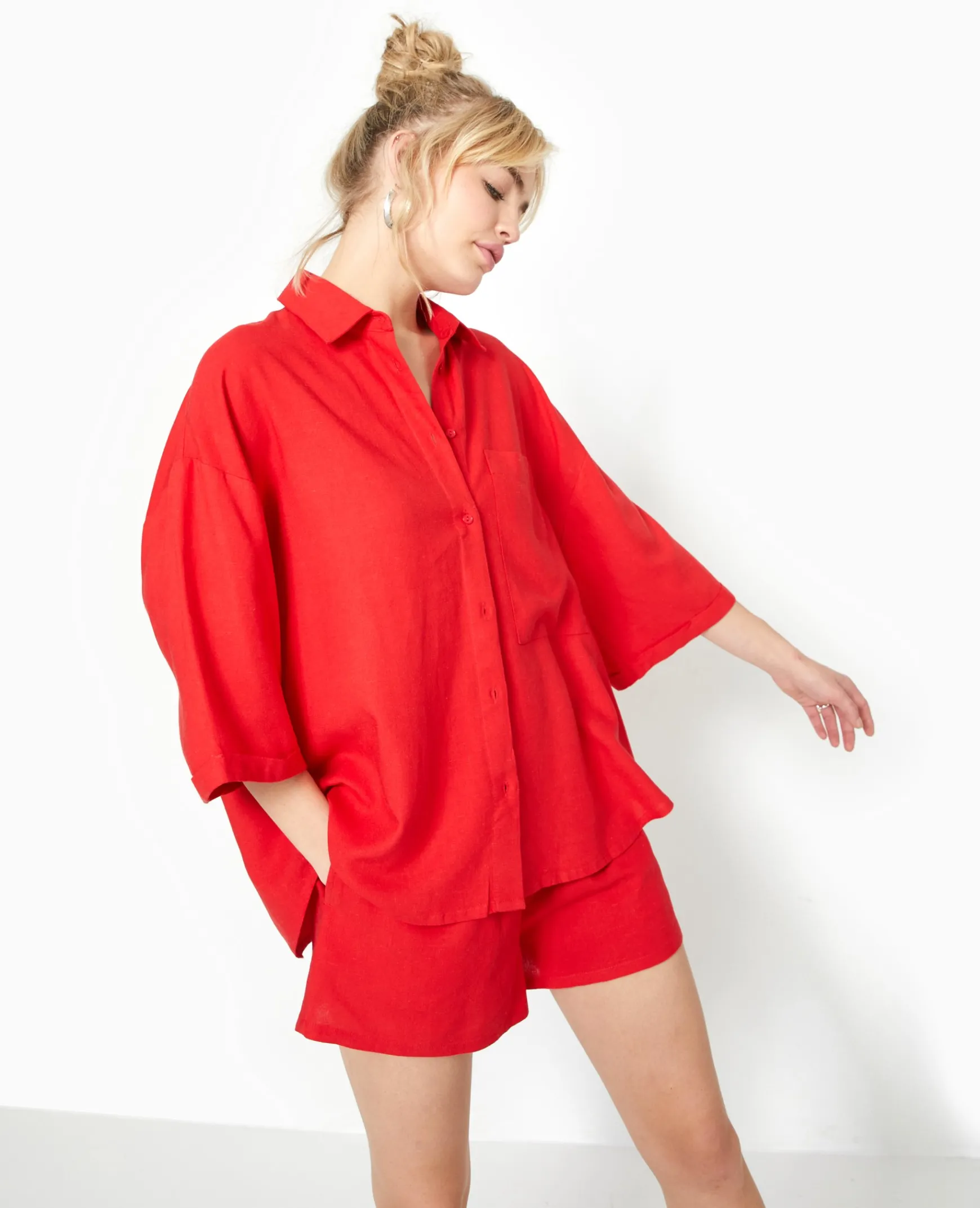 Pimkie Chemise Et Blouse^Chemise Oversize Manches Courte Avec Lin -