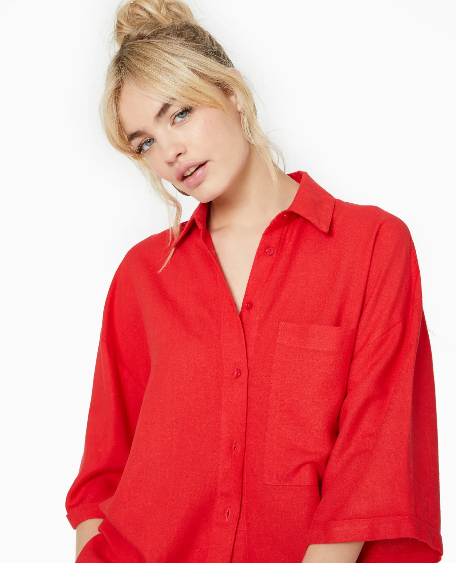 Pimkie Chemise Et Blouse^Chemise Oversize Manches Courte Avec Lin -