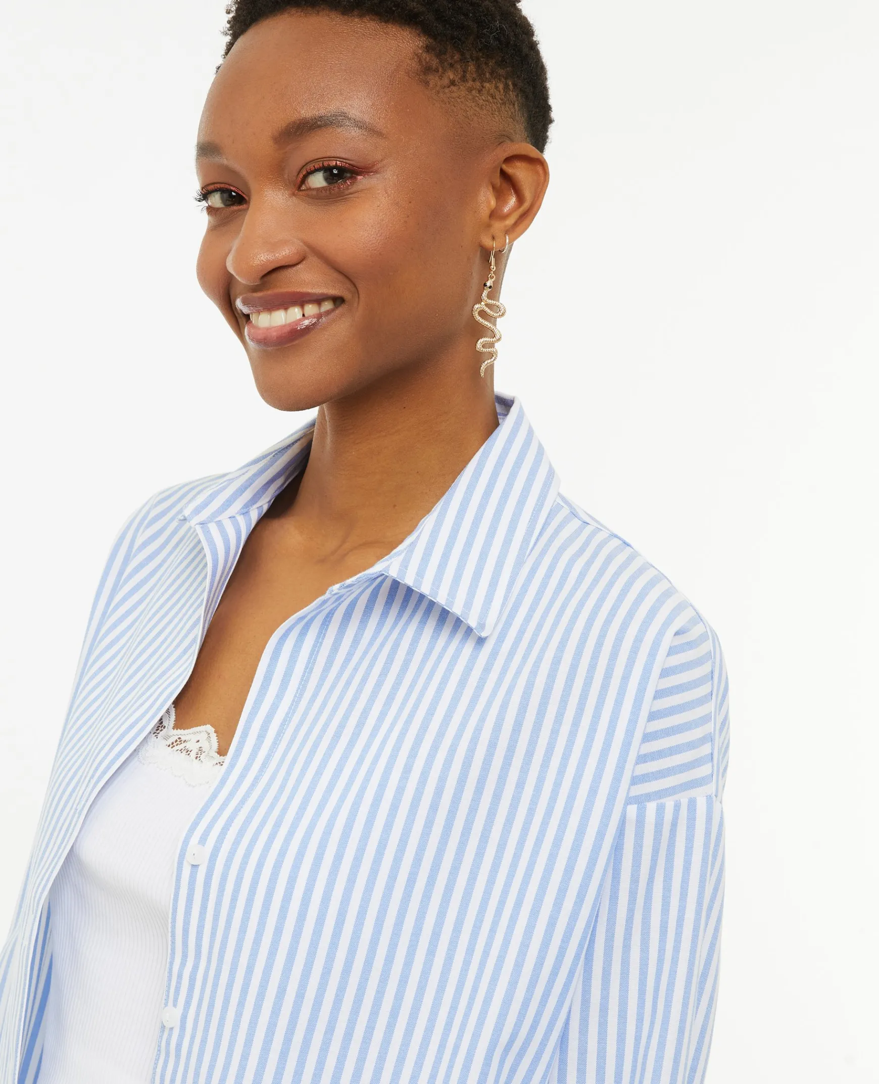 Pimkie Toute La Collection|Chemise Et Blouse^Chemise Oversize Rayée Col Ouvert -