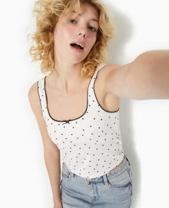 Pimkie T-Shirt Et Top^Débardeur Court Avec Nœud Motif Pois -