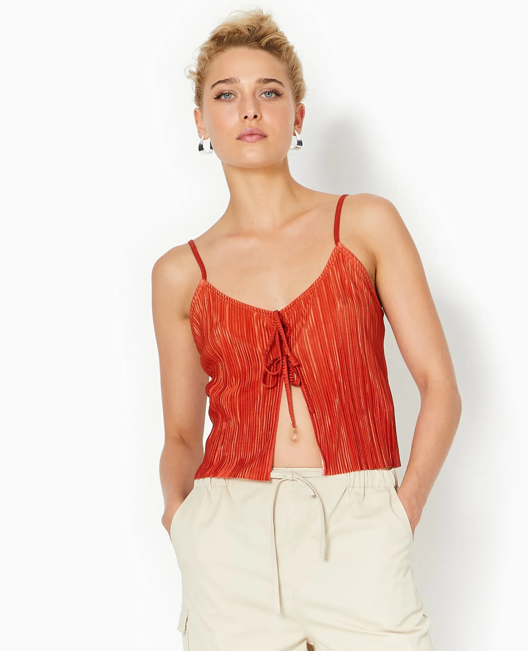 Pimkie T-Shirt Et Top^Débardeur Court En Tissu Plissé Avec Nœuds -