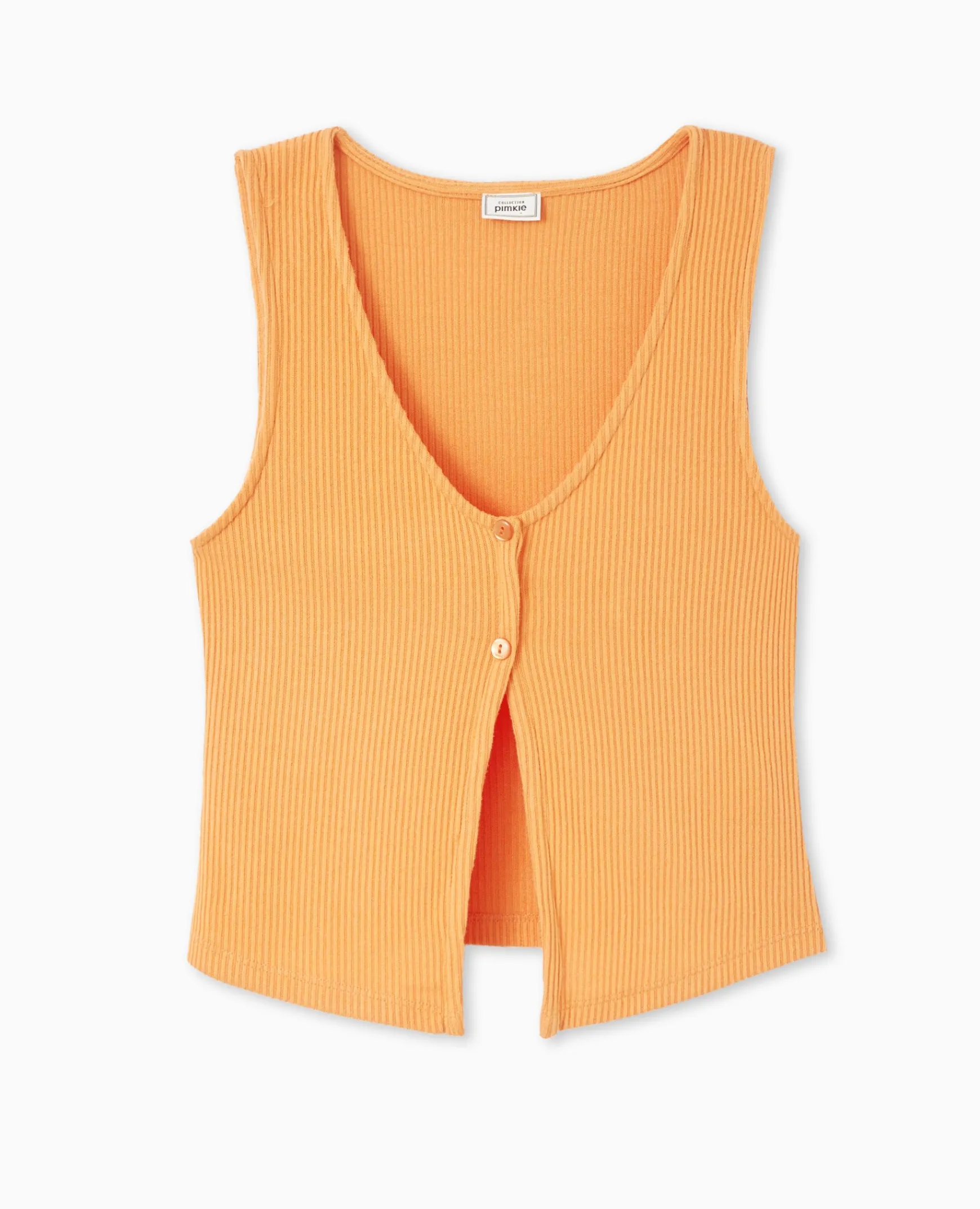 Pimkie Toute La Collection|T-Shirt Et Top^Débardeur En Maille Côtelée Avec 2 Boutons -