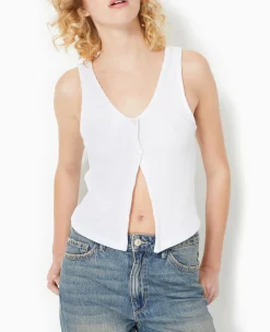 Pimkie T-Shirt Et Top^Débardeur En Maille Côtelée Avec 2 Boutons -