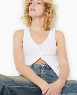 Pimkie T-Shirt Et Top^Débardeur En Maille Côtelée Avec 2 Boutons -