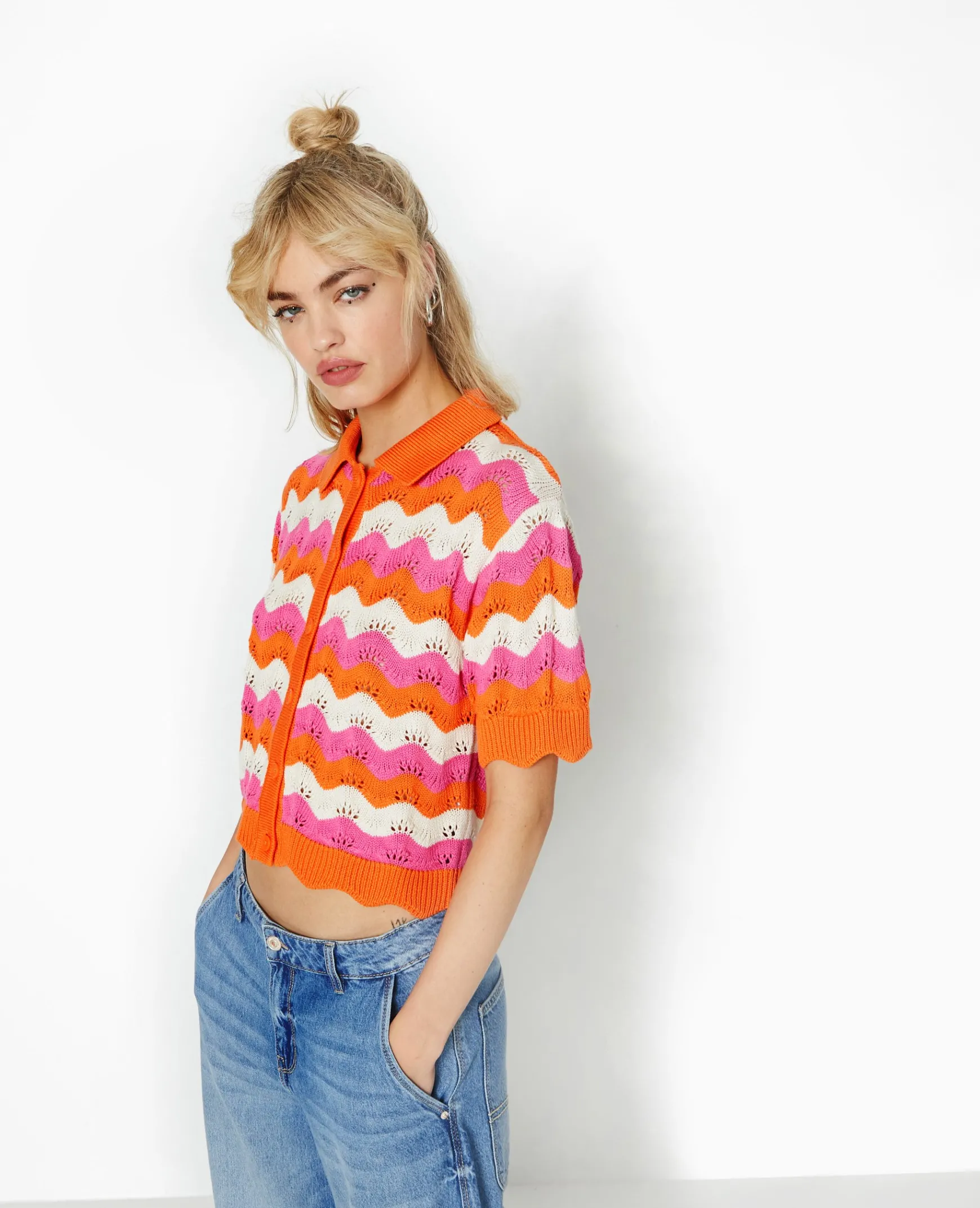 Pimkie Toute La Collection|Pull Et Gilet^Gilet Avec Col En Maille Ajourée -