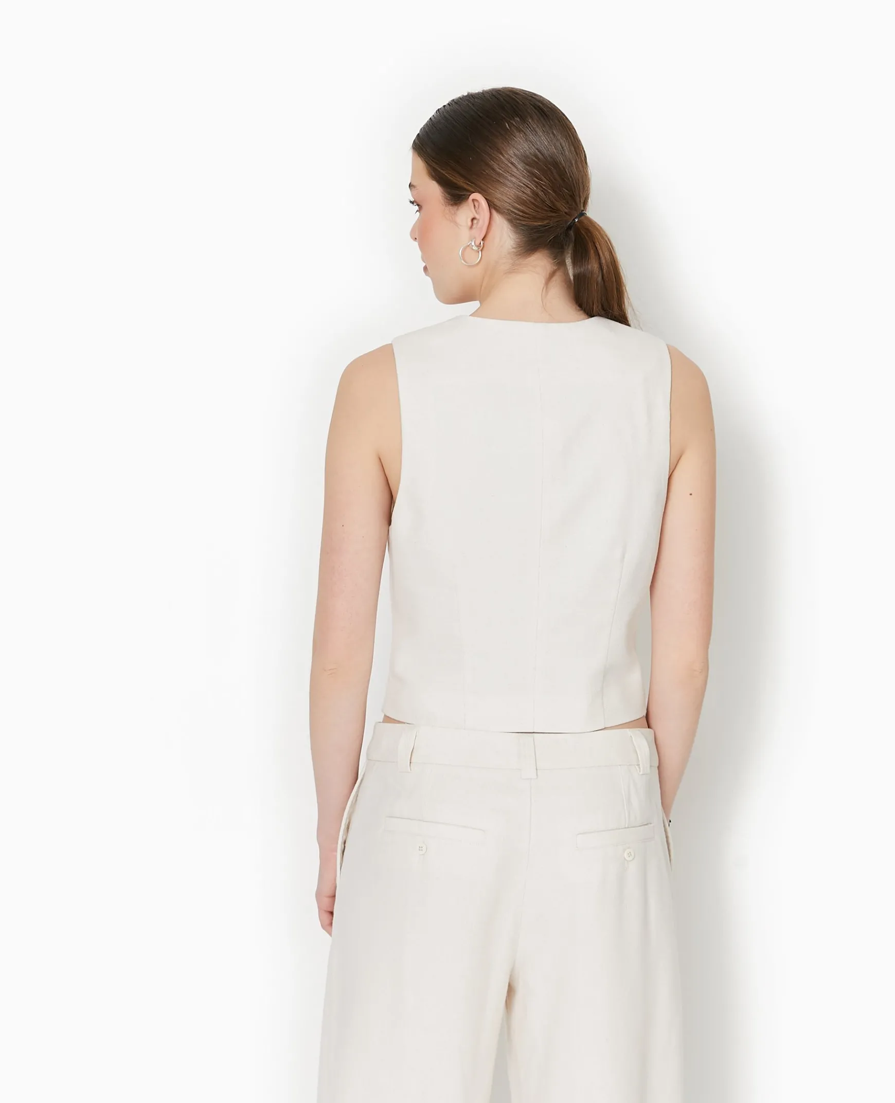 Pimkie Veste Et Blazer|Pull Et Gilet^Gilet De Barman En Tissu Effet Lin Rustique -