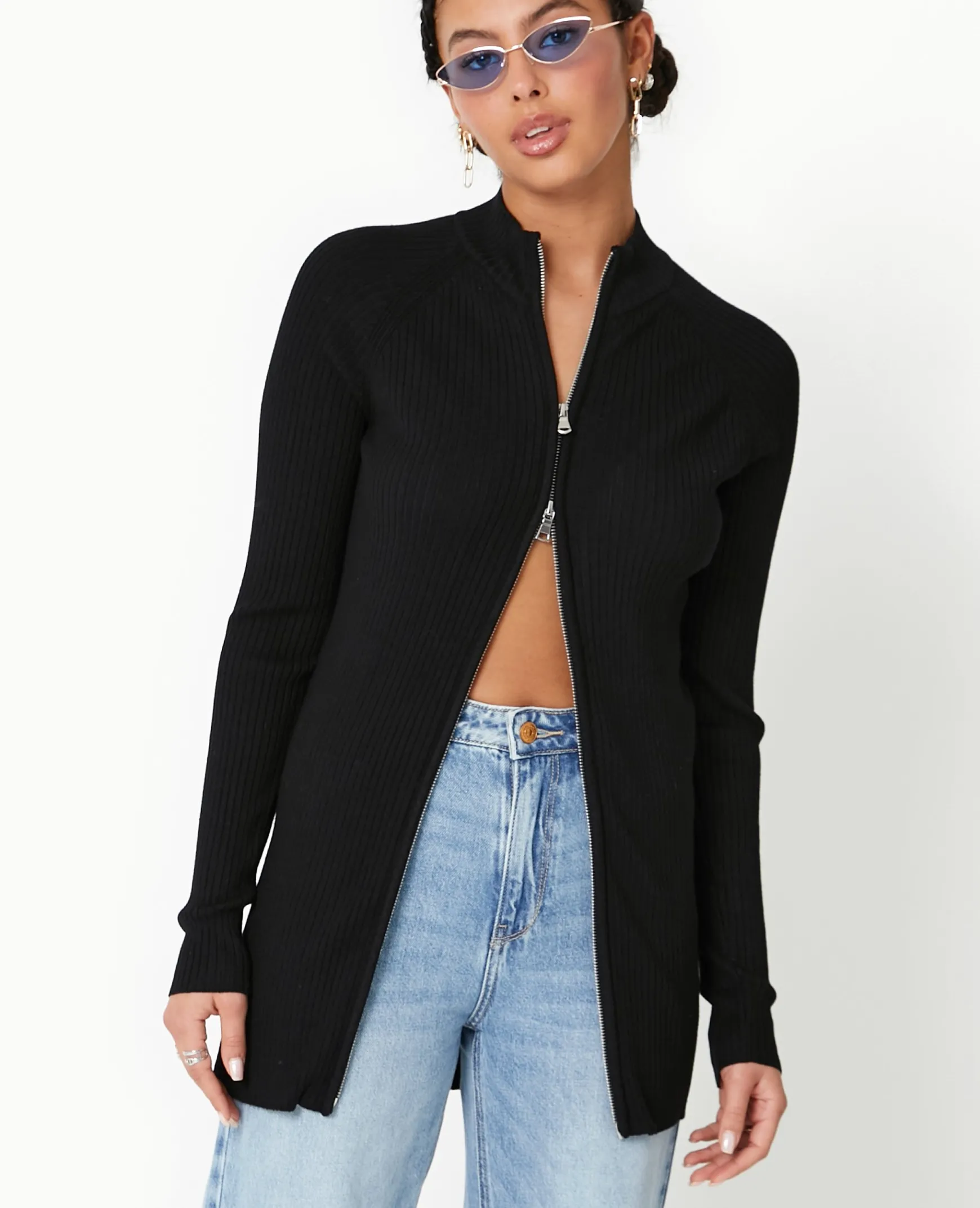 Pimkie Pull Et Gilet^Gilet Long En Maille Côtelée Avec Col Montant -
