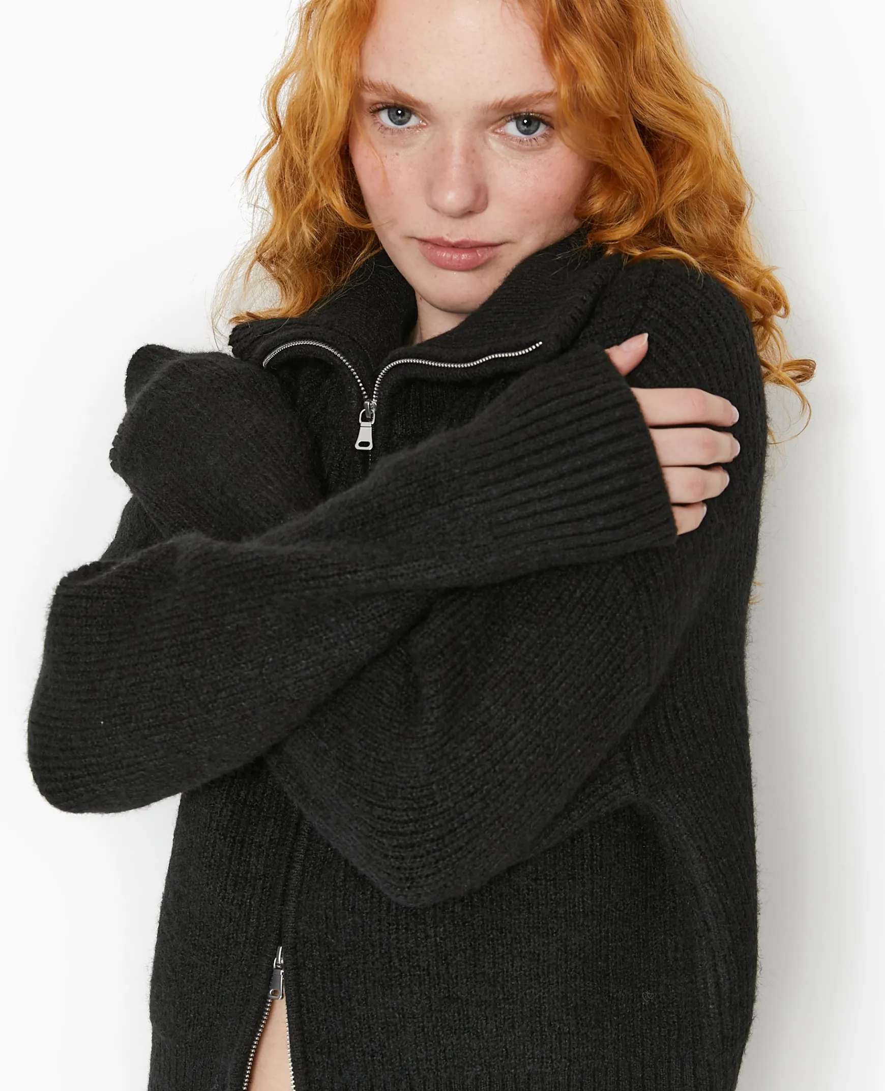 Pimkie Pimkie Positive|Pull Et Gilet^Gilet Zippé Avec Grand Col Maille Côtelée -