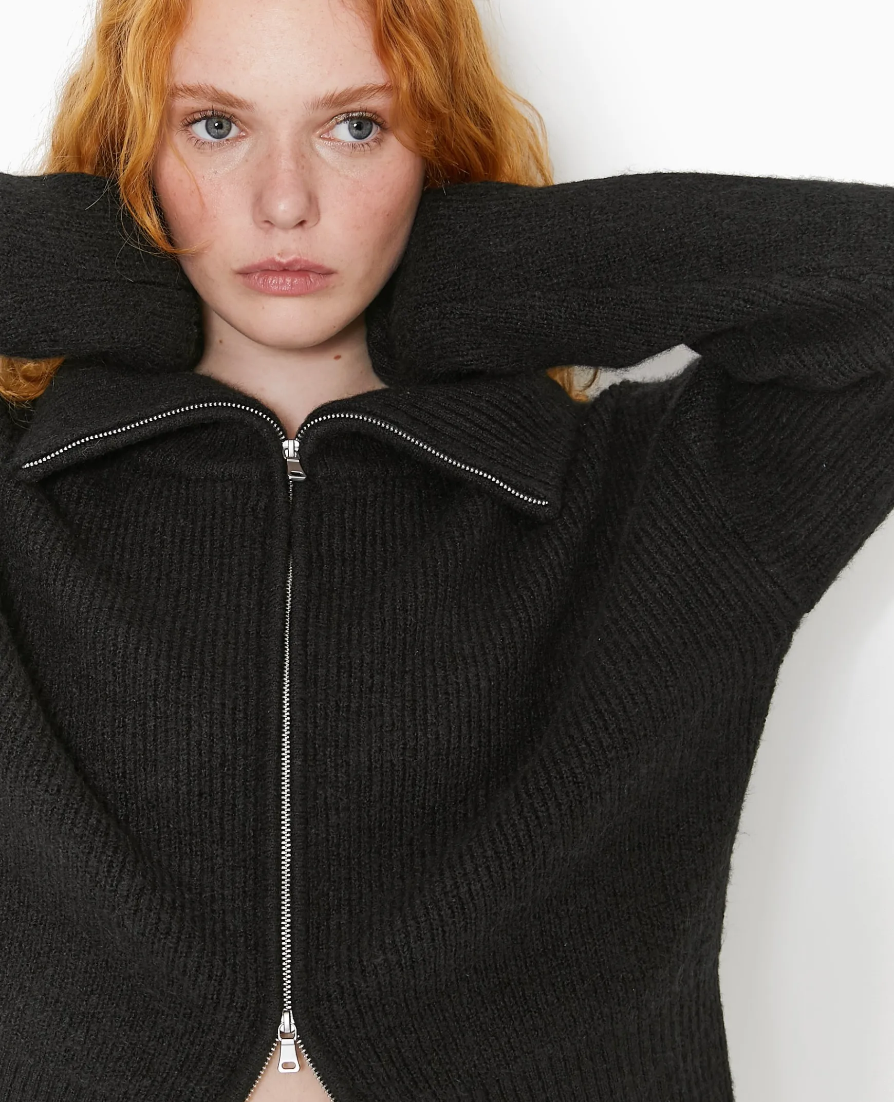 Pimkie Pimkie Positive|Pull Et Gilet^Gilet Zippé Avec Grand Col Maille Côtelée -