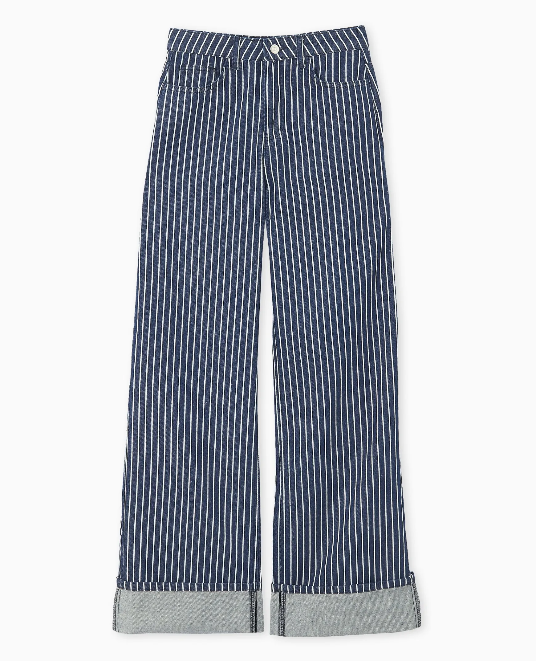 Pimkie Toute La Collection|Jean^Jean Baggy Taille Haute Avec Rayures Et Revers -