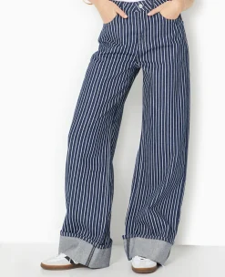 Pimkie Toute La Collection|Jean^Jean Baggy Taille Haute Avec Rayures Et Revers -