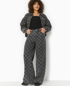 Pimkie Pimkie Positive|Jean^Jean Baggy Taille Haute Motif Damiers -