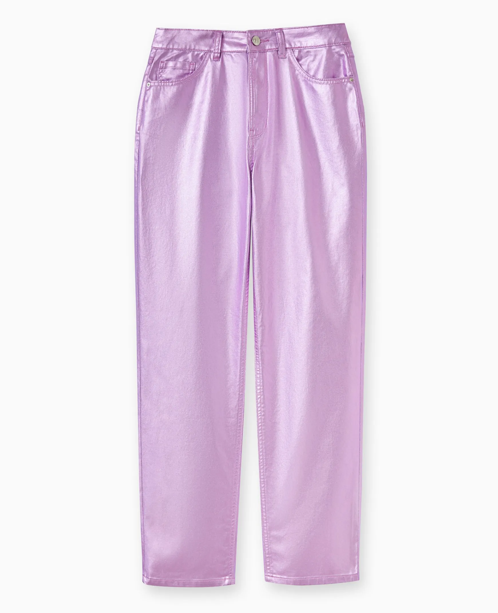 Pimkie Pimkie Positive|Jean^Jean Droit Rose Métallisé Taille Haute -