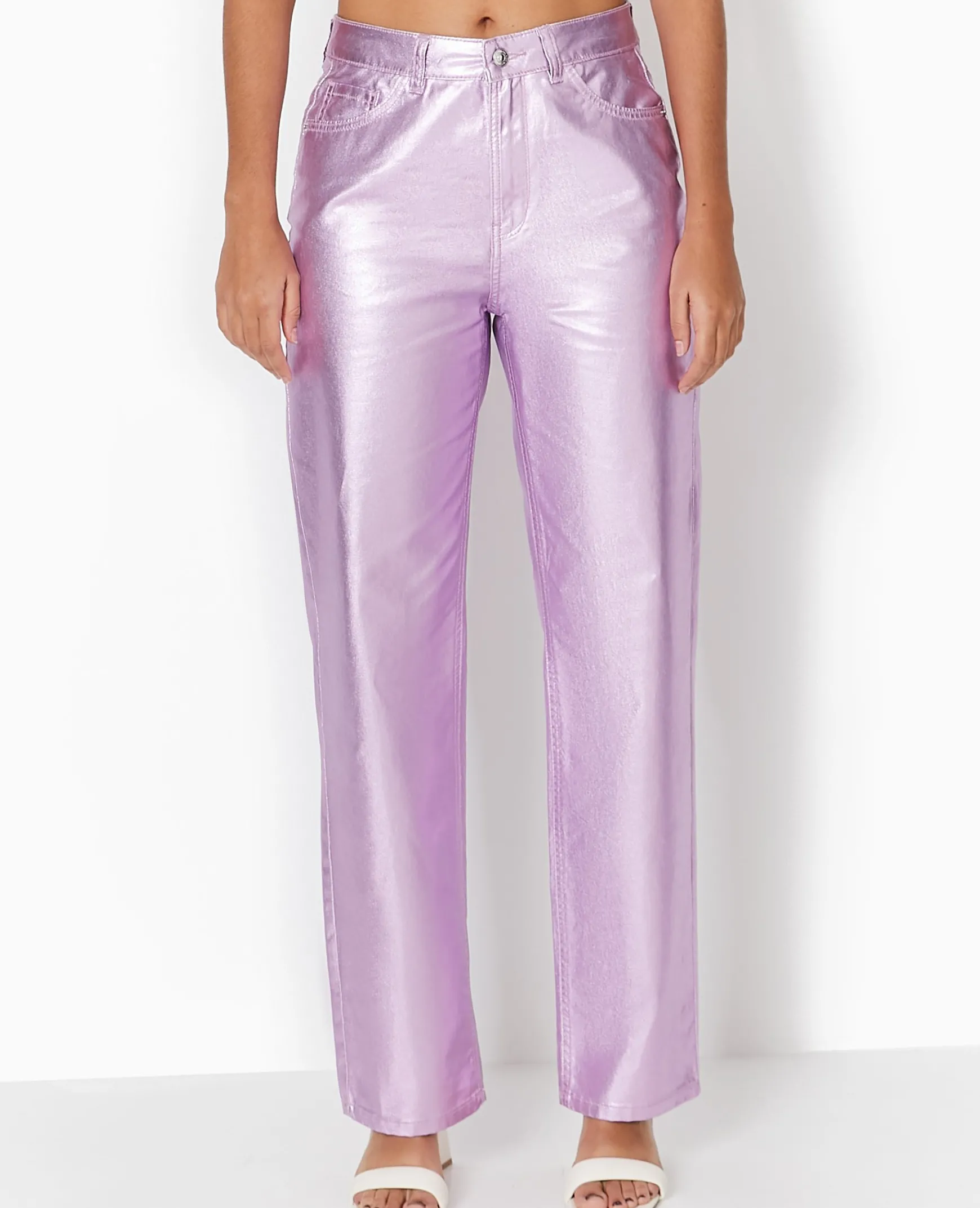 Pimkie Pimkie Positive|Jean^Jean Droit Rose Métallisé Taille Haute -
