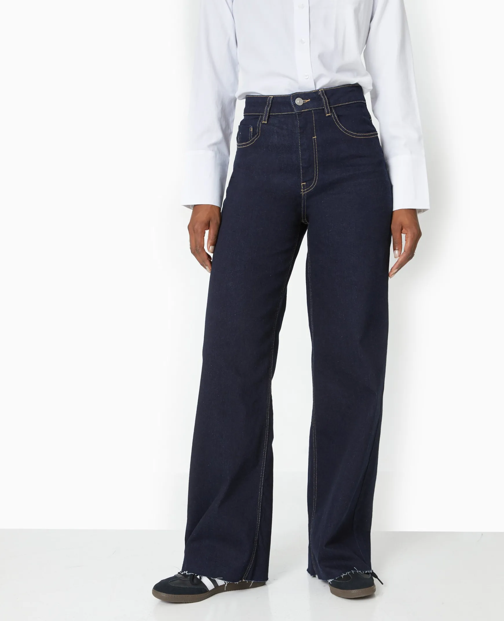 Pimkie Toute La Collection|Jean^Jean Flare Taille Haute Avec Bas Coupés -