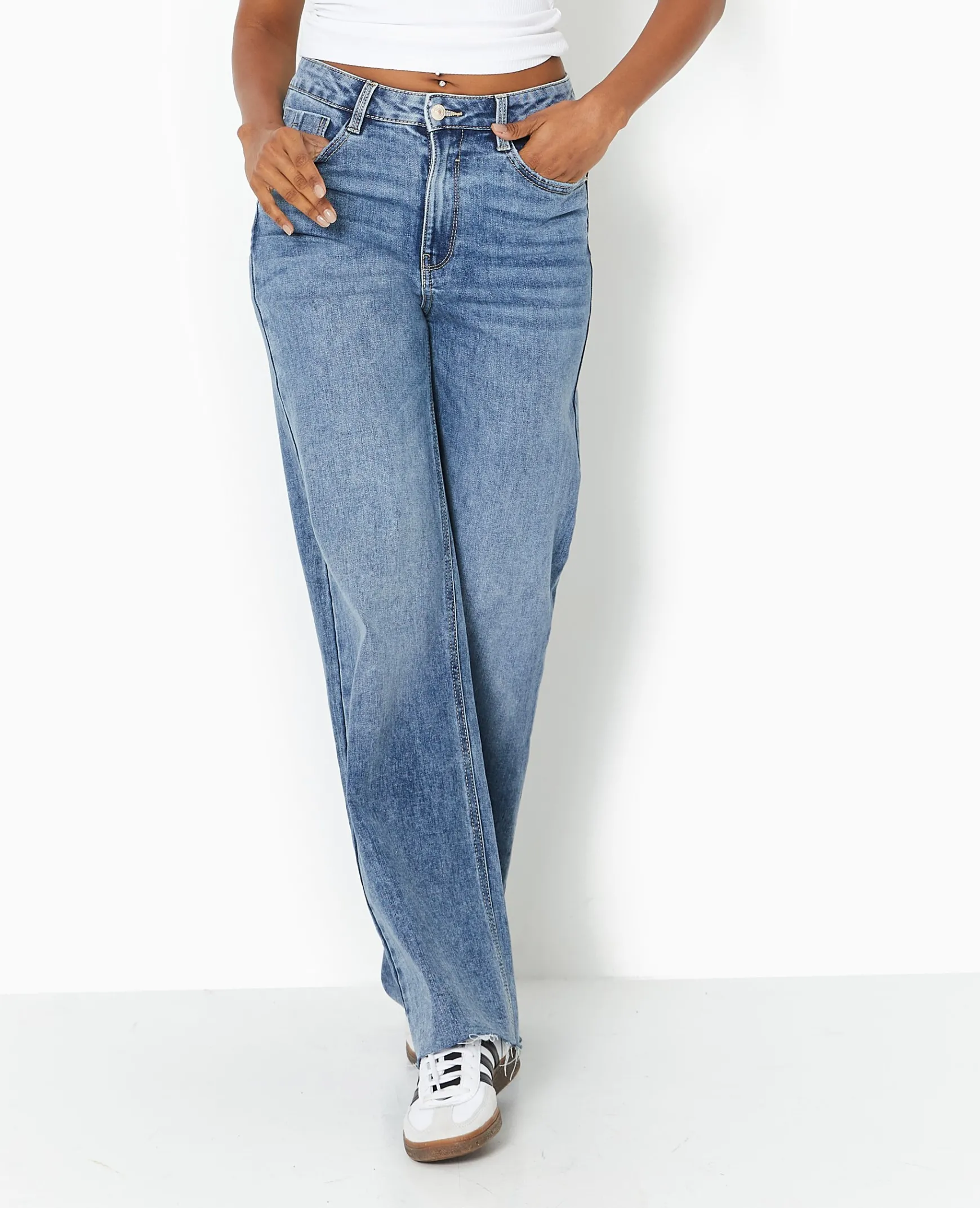 Pimkie Toute La Collection|Jean^Jean Wide Taille Haute Avec Bas Coupés -