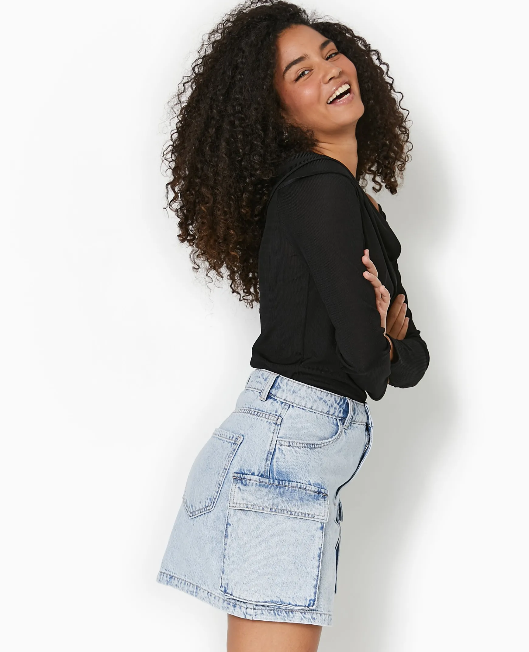 Pimkie Pimkie Positive|Jupe^Jupe Courte En Jean Avec Poches Plaquées -