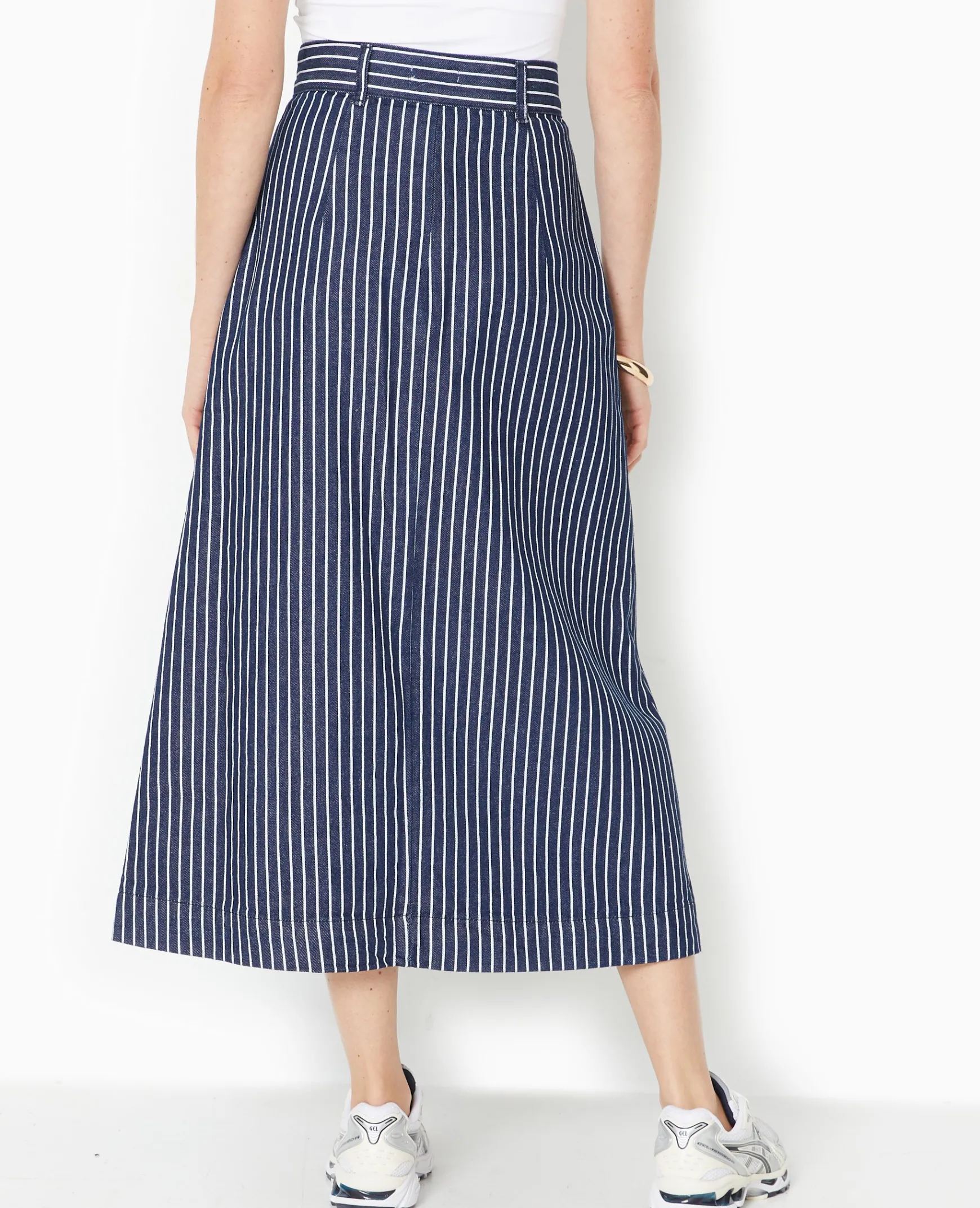 Pimkie Toute La Collection|Jupe^Jupe En Jean Longue Et Boutonnée Avec Rayures -