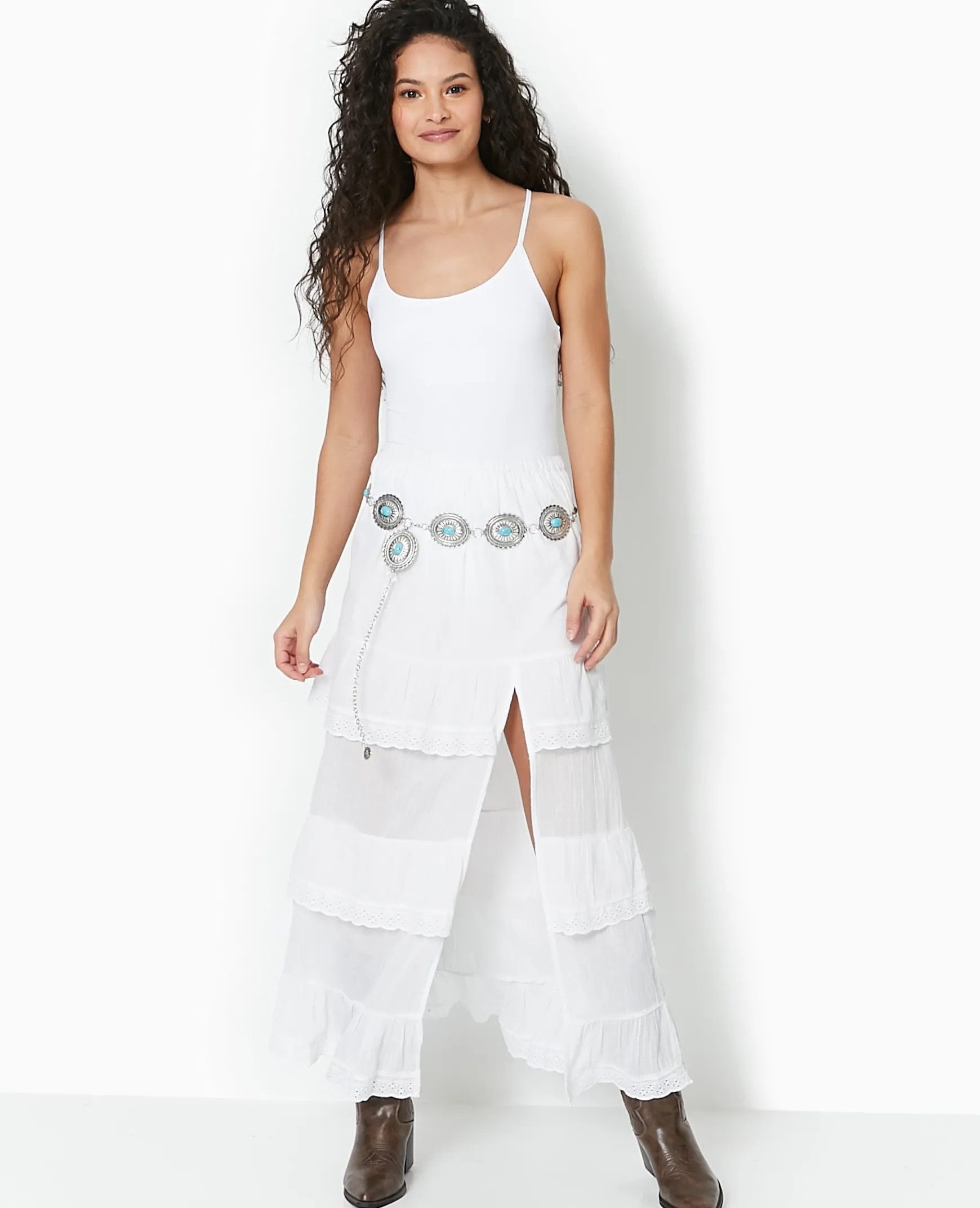 Pimkie Jupe^Jupe Longue Avec Volants Et Broderie Anglaise -