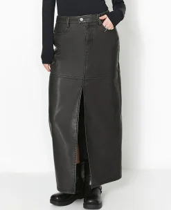 Pimkie Jupe^Jupe Longue En Faux Cuir Used Avec Poches -