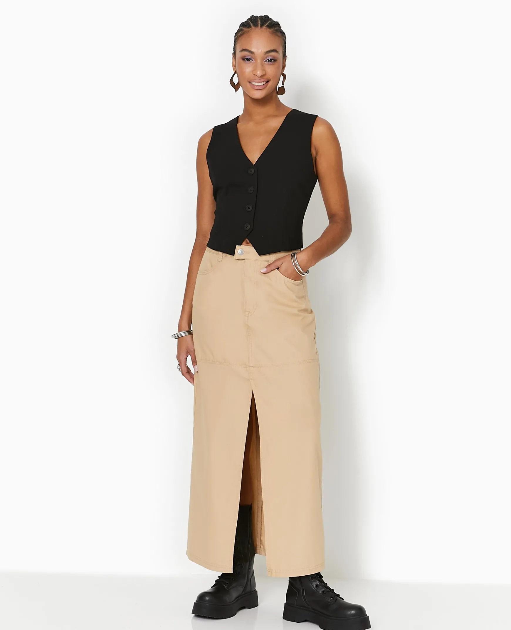 Pimkie Jupe^Jupe Longue En Toile Avec Fente -