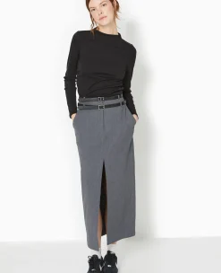 Pimkie Toute La Collection|Jupe^Jupe Longue Et Droite Avec Double Ceinture -