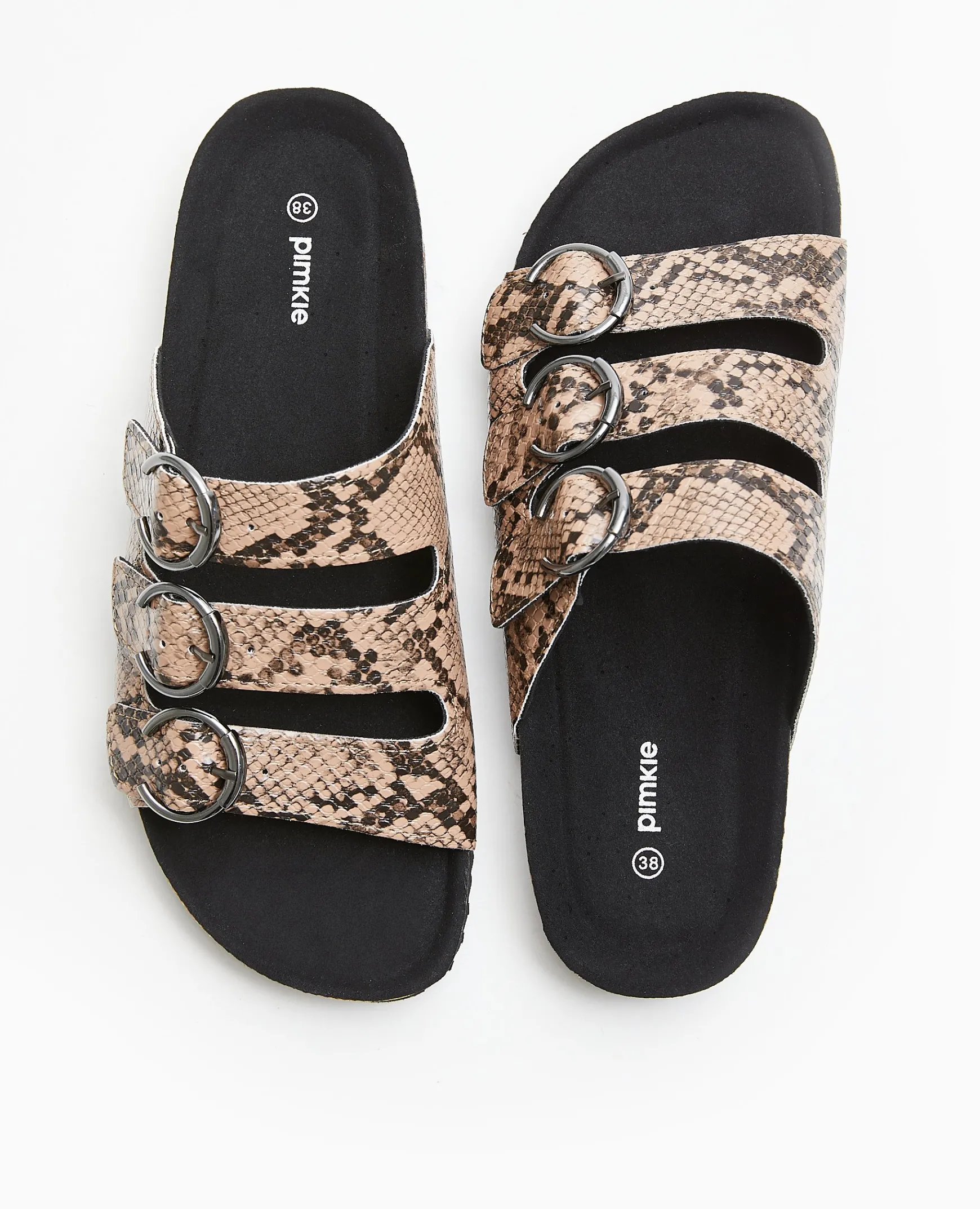 Pimkie Mules^Mules Plates Avec 3 Brides Motif Serpent -