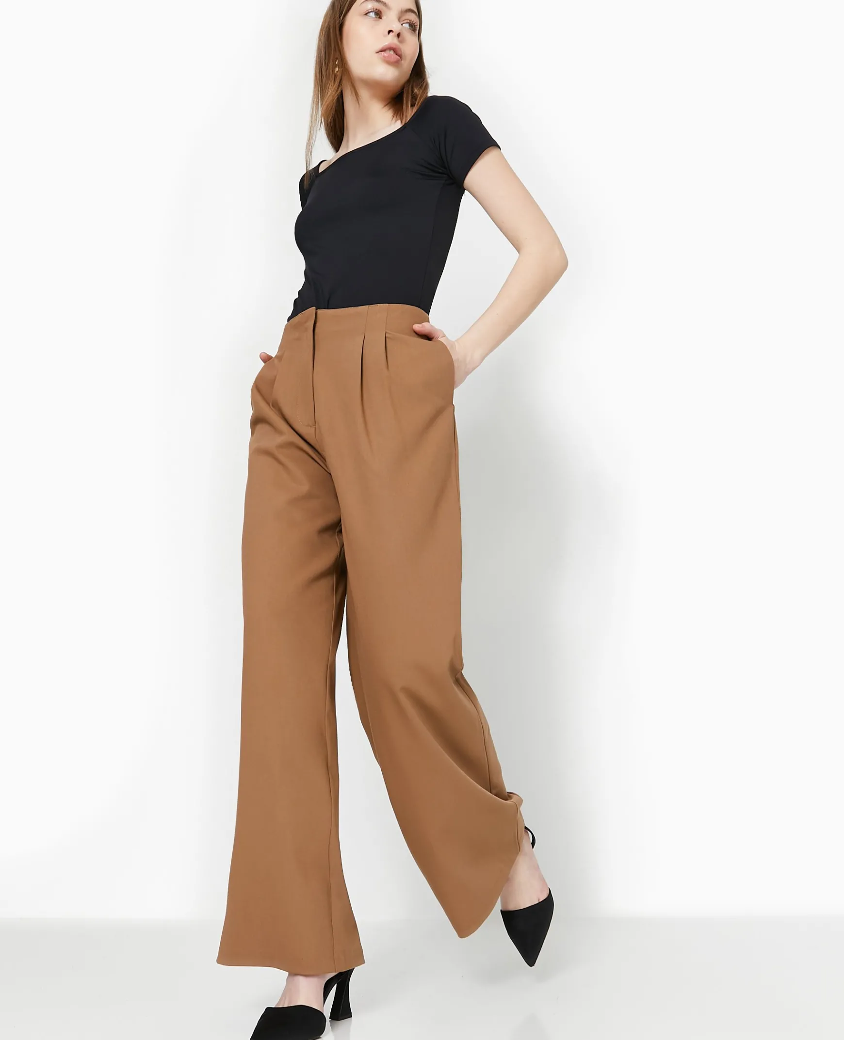 Pimkie Ensembles|Pantalon^Pantalon Large Avec Pinces - Marron