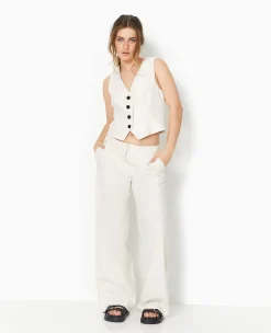 Pimkie Toute La Collection|Pantalon^Pantalon Large Et Droit En Tissu Façon Lin -