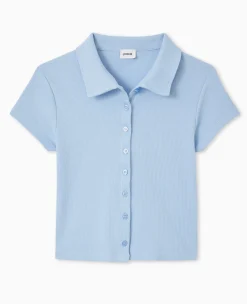 Pimkie Toute La Collection|T-Shirt Et Top^Polo Court Boutonnée En Maille Côtelée -