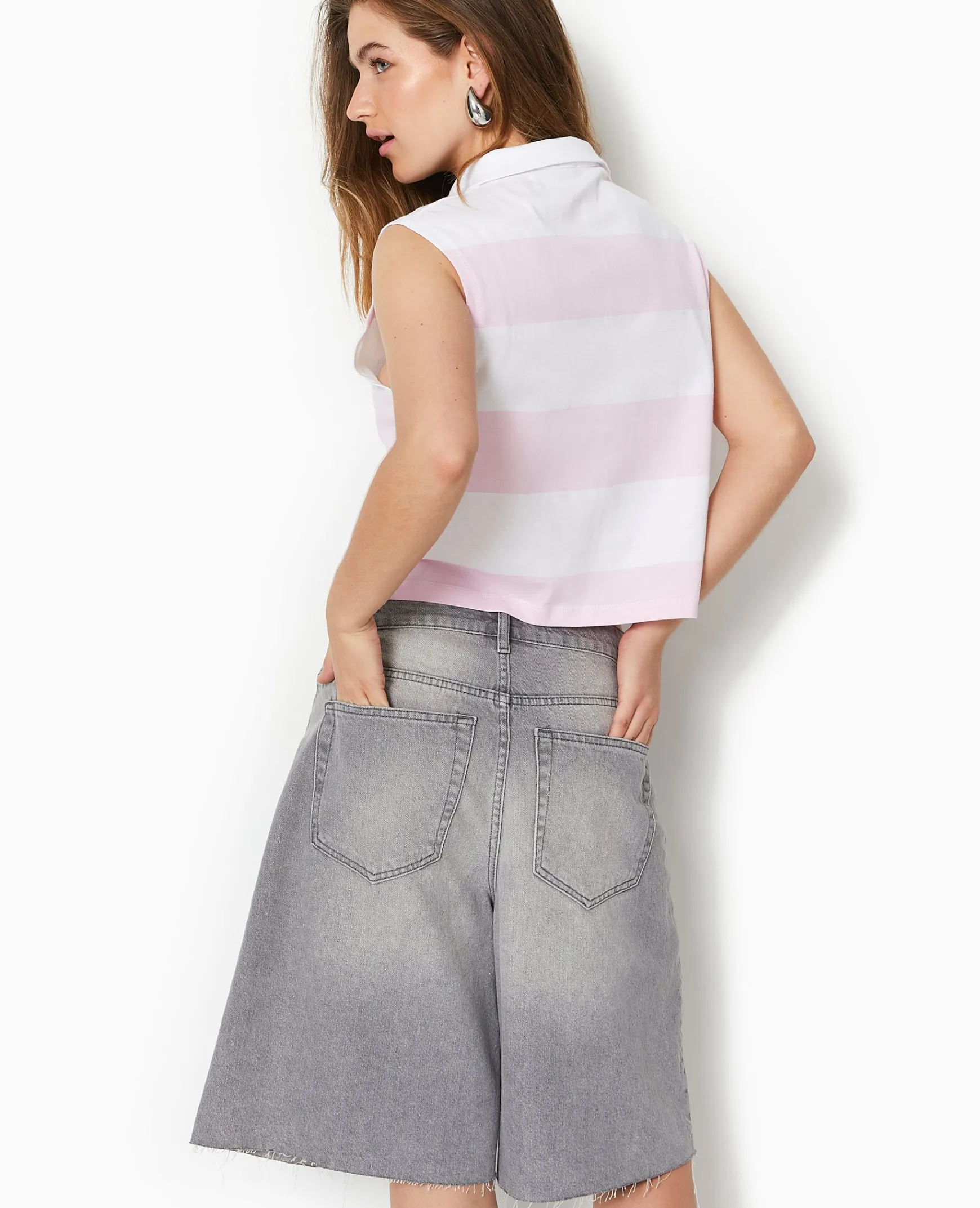 Pimkie T-Shirt Et Top^Polo Court Sans Manches Rayé -
