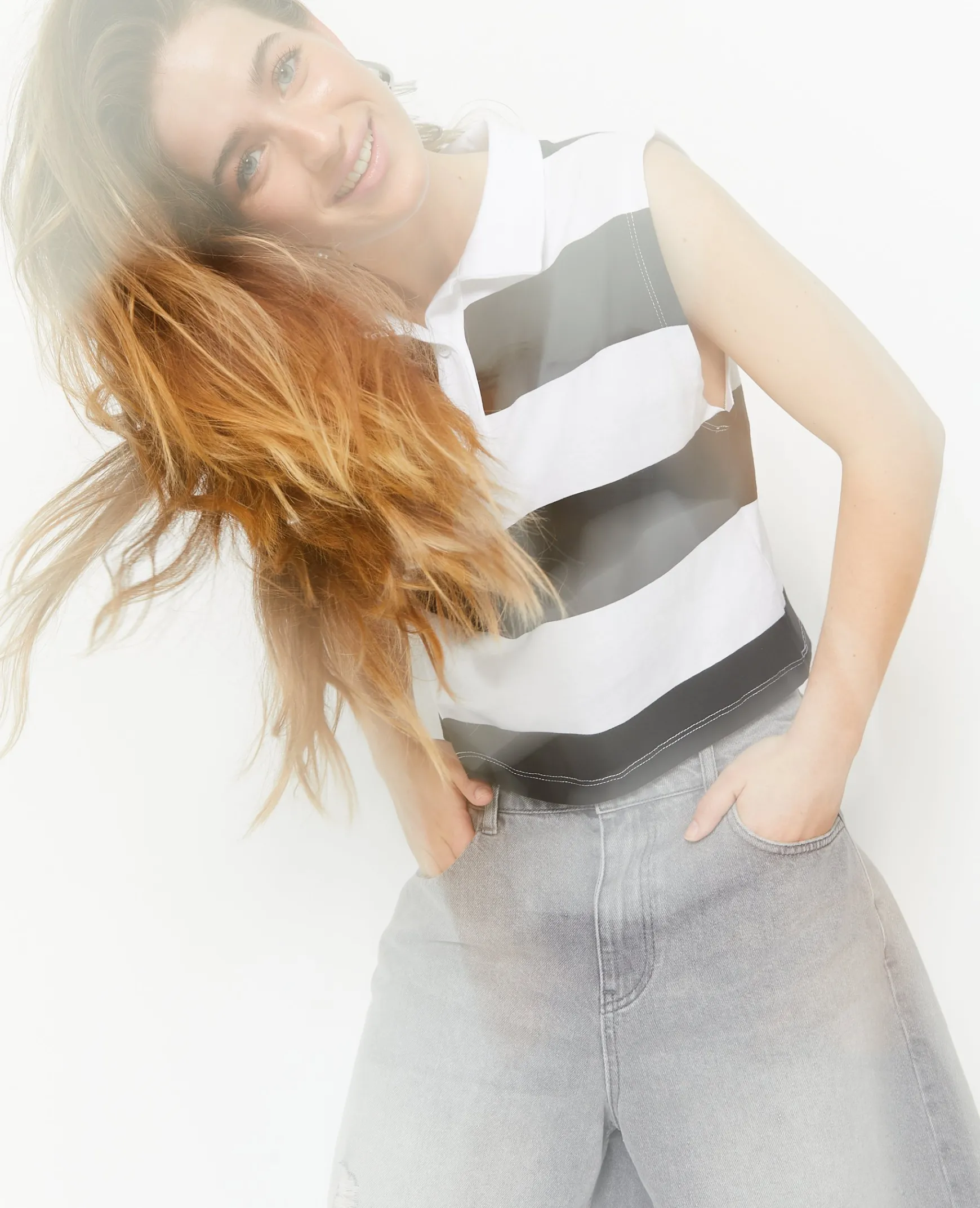 Pimkie T-Shirt Et Top^Polo Court Sans Manches Rayé -