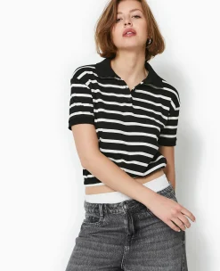 Pimkie Toute La Collection|T-Shirt Et Top^Polo Rayé Avec Base élastiquée -