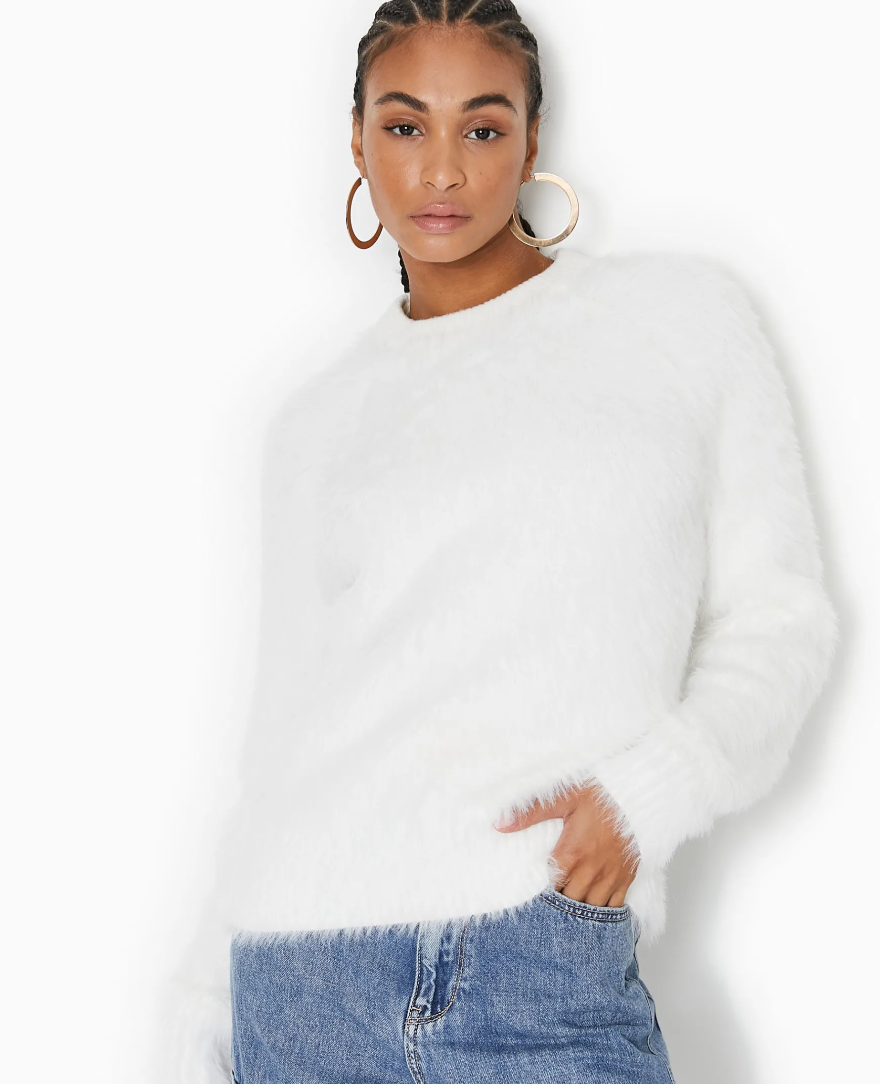 Pimkie Pull Et Gilet^Pull Col Rond En Maille Fluffy Et Poilue -