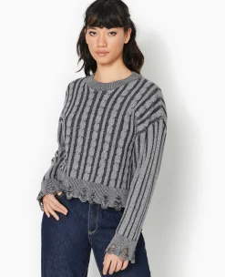 Pimkie Pull Et Gilet|Pimkie Positive^Pull En Maille Fantaisie Avec Effet Destroy -