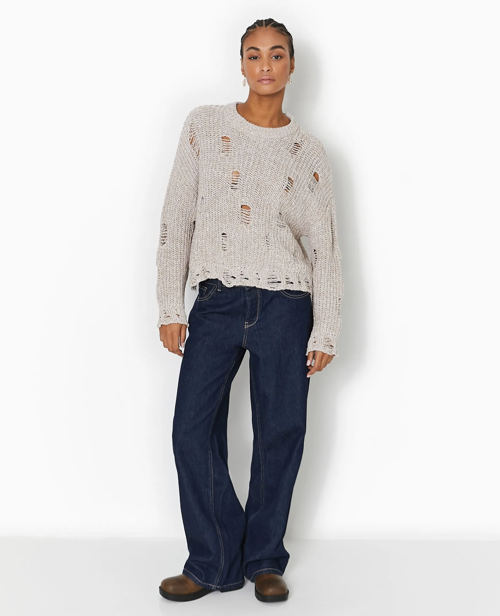 Pimkie Pimkie Positive|Pull Et Gilet^Pull En Maille Moulinée Effet Destroy -