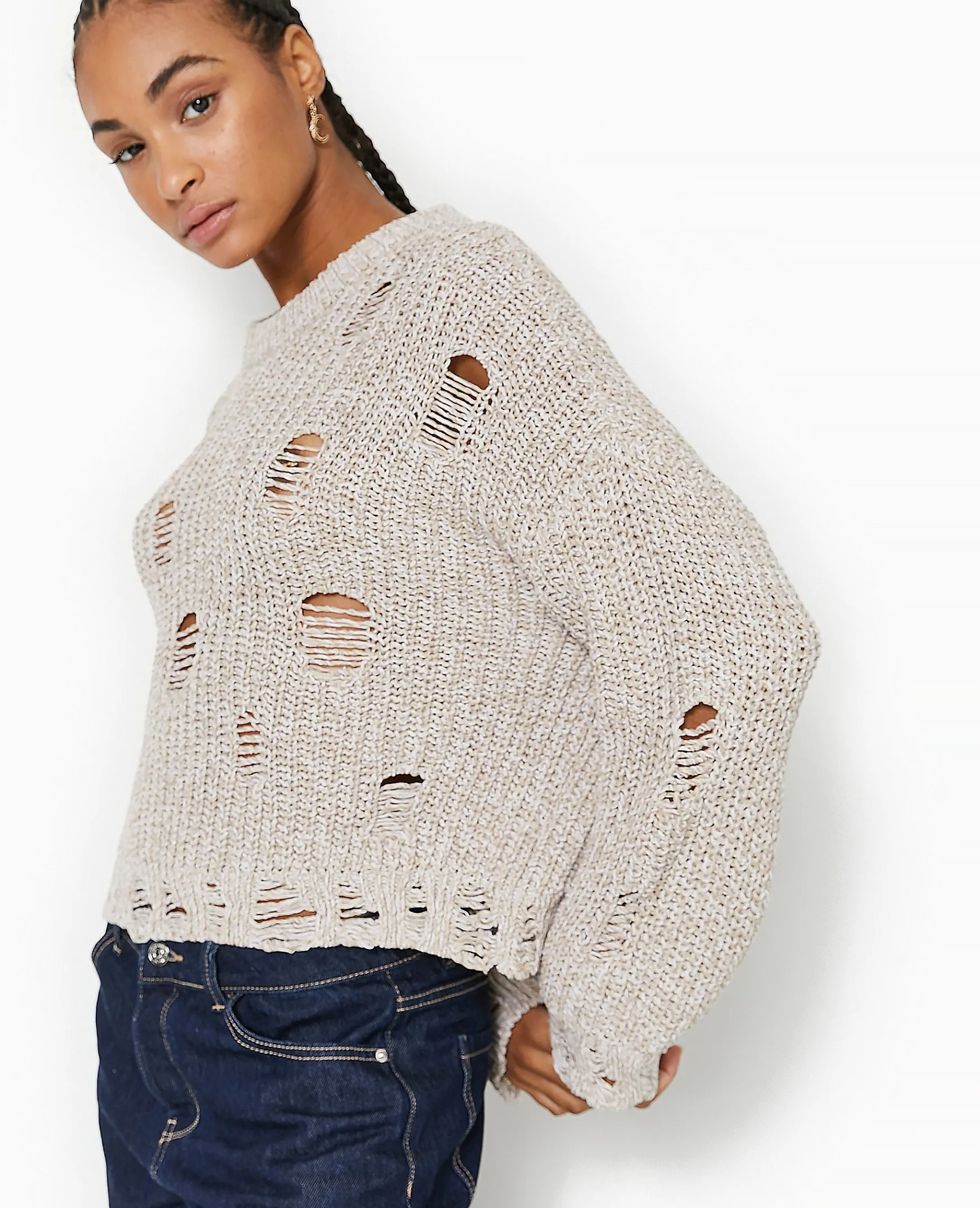 Pimkie Pimkie Positive|Pull Et Gilet^Pull En Maille Moulinée Effet Destroy -