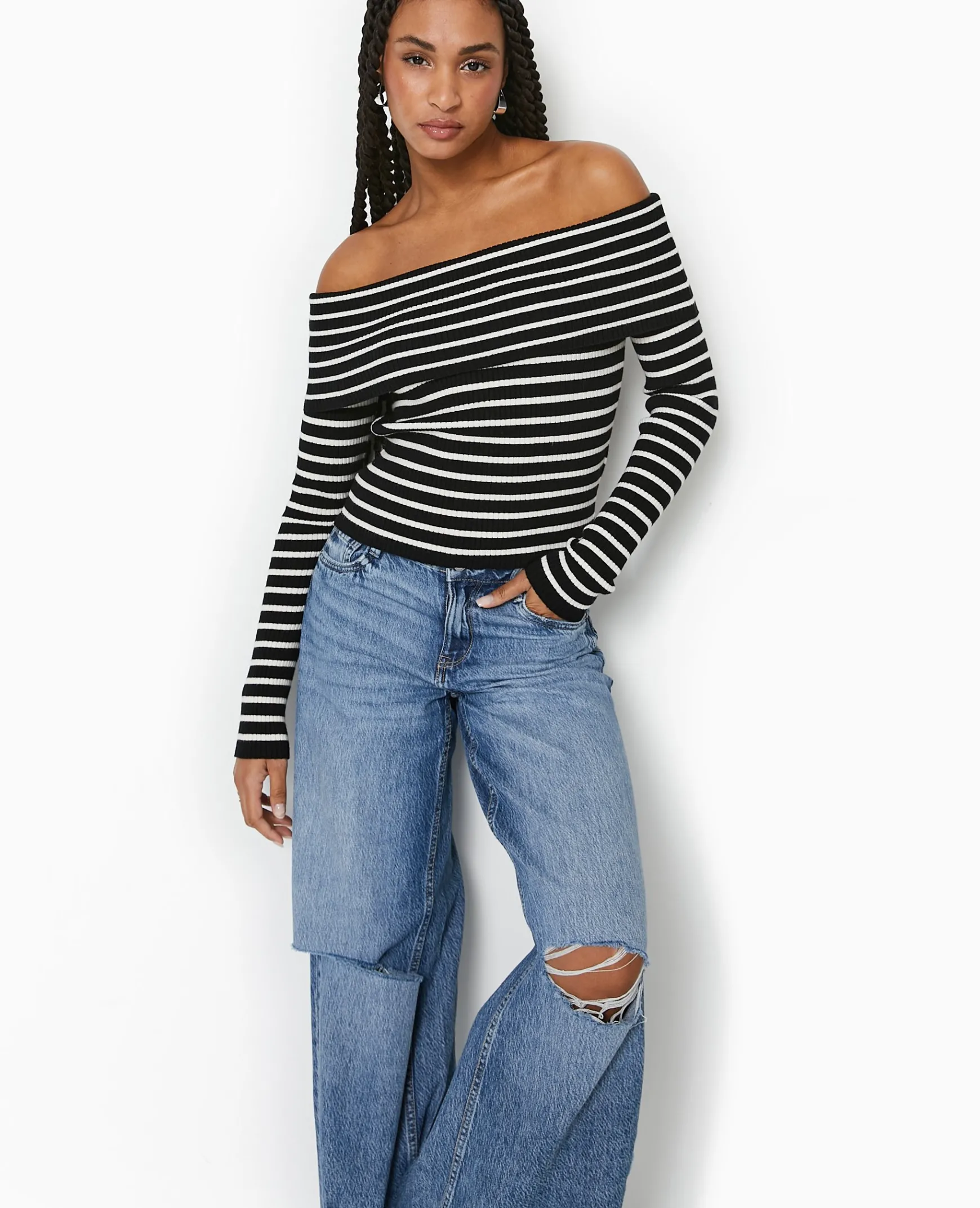 Pimkie Pimkie Positive|Pull Et Gilet^Pull Maille Fine Encolure Bardot -