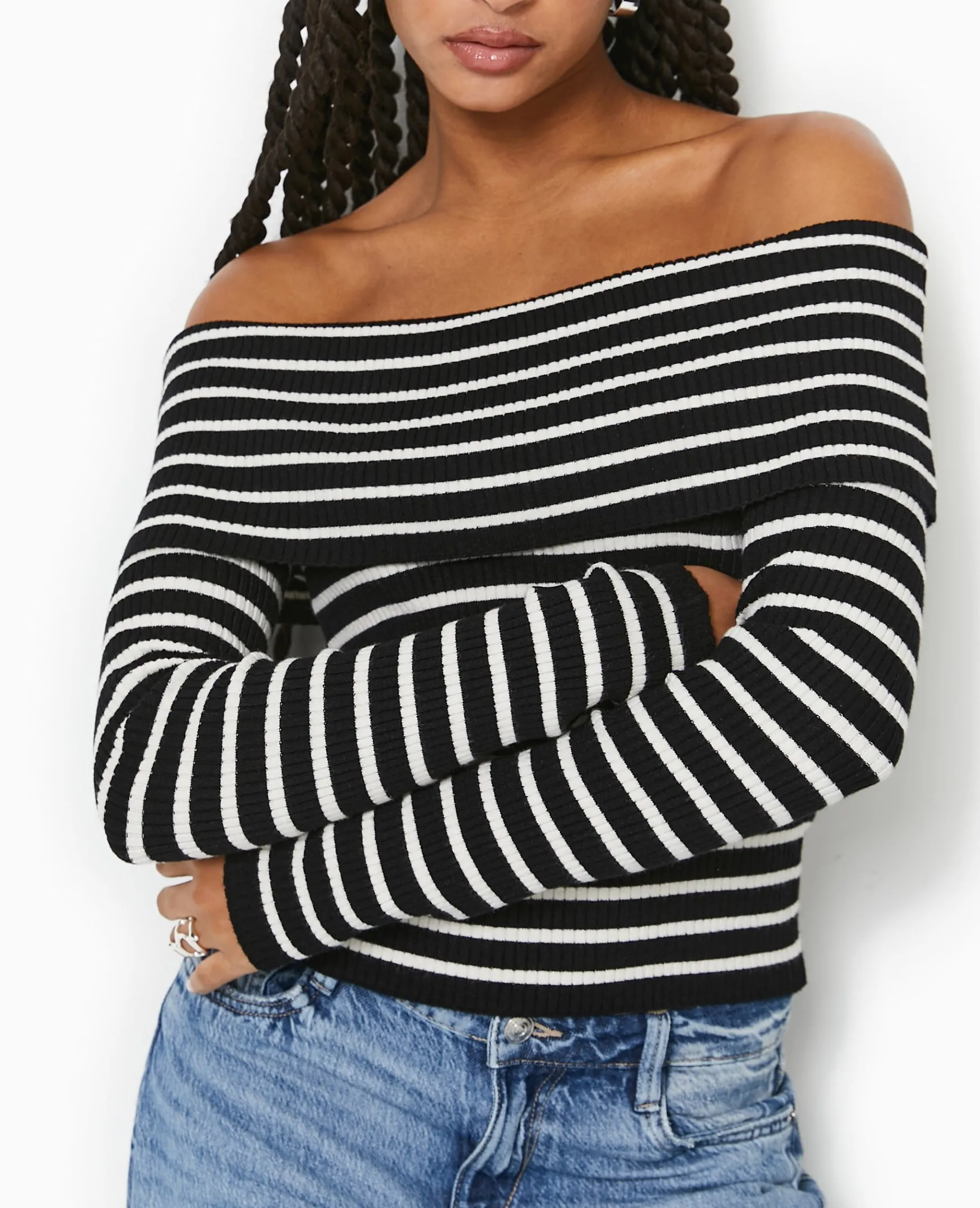 Pimkie Pimkie Positive|Pull Et Gilet^Pull Maille Fine Encolure Bardot -