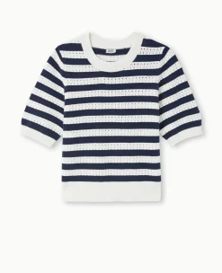 Pimkie Pull Et Gilet^Pull Manches Courtes En Maille Ajourée Rayée -