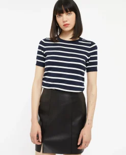 Pimkie Pull Et Gilet^Pull Manches Courtes Rayé En Maille Fine -